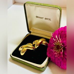 Vintage Givenchy Chunky Gold Tone Snake Pierced Earrings